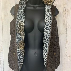 Activology Quilted Reversible Brown/Leopard Vest